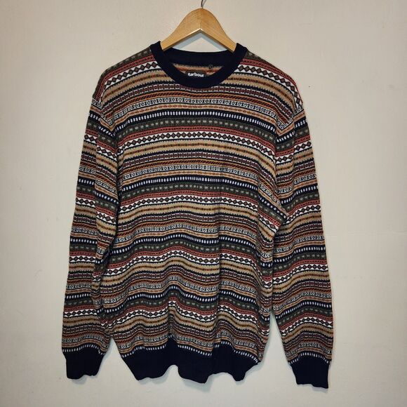 Barbour Merino Wool Cashmere Sweater Nordic Fair Isle Aztec Men's XXL 2X - Picture 14 of 14